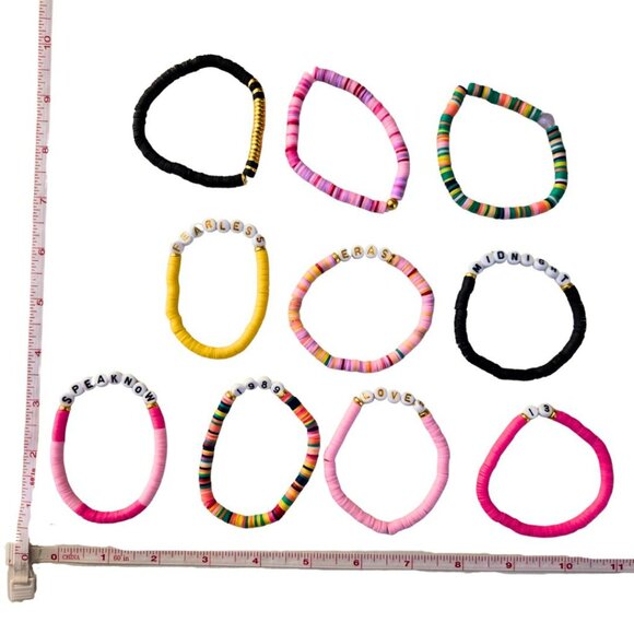 Taylor Swift Inspired Friendship Bracelets 10 Colorful Beaded Set Swifties Fans - Picture 1 of 8